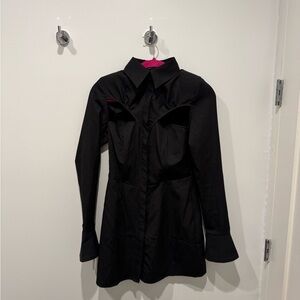 PrettyLittleThing Black Long Sleeve Dress Elegant Chic